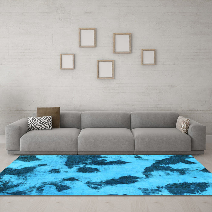 Machine Washable Abstract Light Blue Modern Rug in a Living Room, wshabs1125lblu