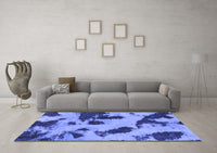 Machine Washable Abstract Blue Modern Rug, wshabs1125blu