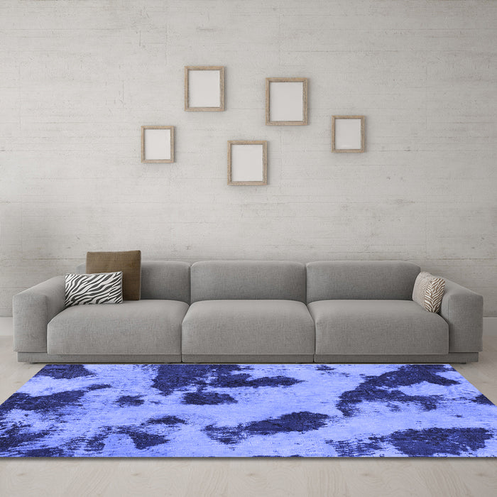 Machine Washable Abstract Blue Modern Rug in a Living Room, wshabs1125blu