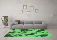 Machine Washable Abstract Emerald Green Modern Rug, wshabs1125emgrn