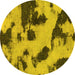 Round Abstract Yellow Modern Rug, abs1125yw