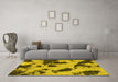 Machine Washable Abstract Yellow Modern Rug in a Living Room, wshabs1125yw