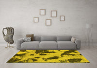 Machine Washable Abstract Yellow Modern Rug, wshabs1125yw