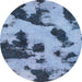 Round Machine Washable Abstract Sky Blue Rug, wshabs1125