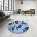 Abstract Sky Blue Modern Rug in a Bedroom, abs1125