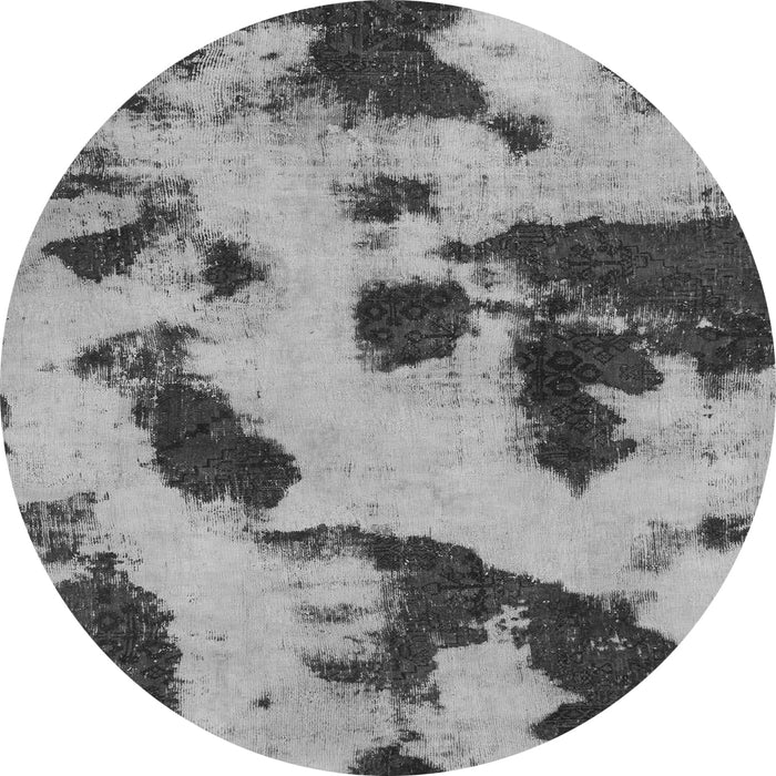 Round Machine Washable Abstract Gray Modern Rug, wshabs1125gry