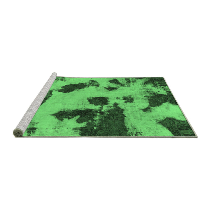 Sideview of Machine Washable Abstract Emerald Green Modern Area Rugs, wshabs1125emgrn