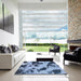 Abstract Sky Blue Modern Rug in a Kitchen, abs1125