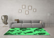 Machine Washable Abstract Green Modern Area Rugs in a Living Room,, wshabs1125grn