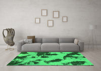 Machine Washable Abstract Green Modern Rug, wshabs1125grn