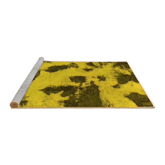 Sideview of Machine Washable Abstract Yellow Modern Rug, wshabs1125yw