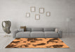 Machine Washable Abstract Orange Modern Area Rugs in a Living Room, wshabs1125org