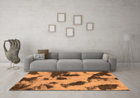 Machine Washable Abstract Orange Modern Rug, wshabs1125org