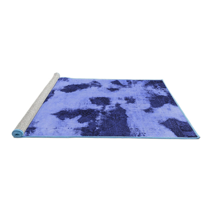 Sideview of Machine Washable Abstract Blue Modern Rug, wshabs1125blu