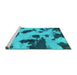 Sideview of Machine Washable Abstract Turquoise Modern Area Rugs, wshabs1125turq