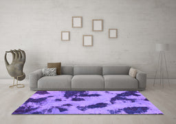 Machine Washable Abstract Purple Modern Area Rugs in a Living Room, wshabs1125pur