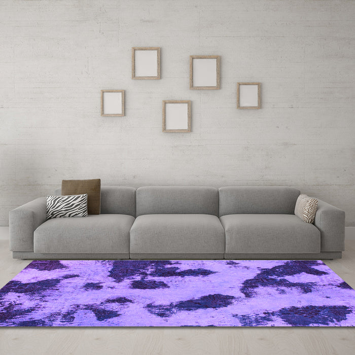 Machine Washable Abstract Purple Modern Area Rugs in a Living Room, wshabs1125pur