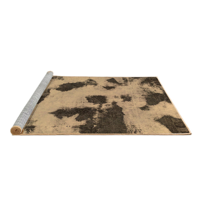 Sideview of Machine Washable Abstract Brown Modern Rug, wshabs1125brn