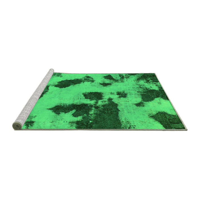 Sideview of Machine Washable Abstract Green Modern Area Rugs, wshabs1125grn