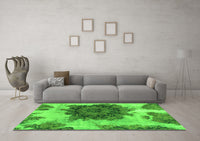 Machine Washable Abstract Green Modern Rug, wshabs1126grn