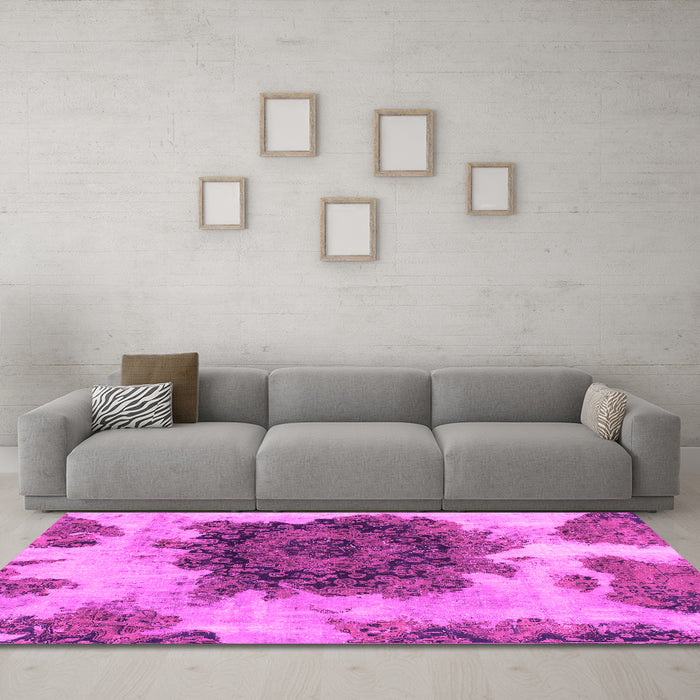 Machine Washable Abstract Pink Modern Rug in a Living Room, wshabs1126pnk