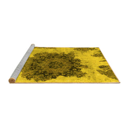 Sideview of Machine Washable Abstract Yellow Modern Rug, wshabs1126yw