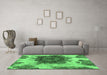 Machine Washable Abstract Emerald Green Modern Area Rugs in a Living Room,, wshabs1126emgrn