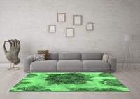 Machine Washable Abstract Emerald Green Modern Rug, wshabs1126emgrn