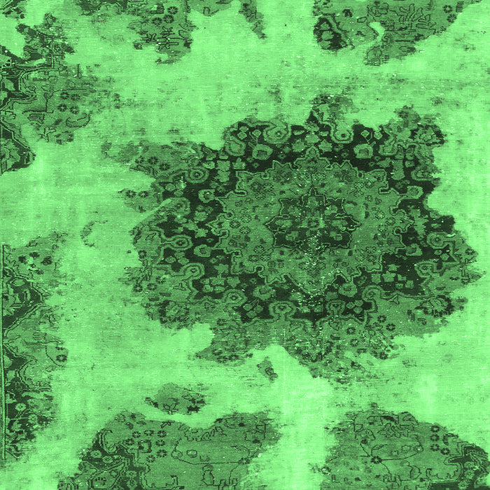 Square Machine Washable Abstract Emerald Green Modern Area Rugs, wshabs1126emgrn