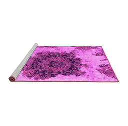 Sideview of Machine Washable Abstract Pink Modern Rug, wshabs1126pnk