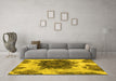 Machine Washable Abstract Yellow Modern Rug in a Living Room, wshabs1126yw