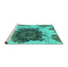 Sideview of Machine Washable Abstract Turquoise Modern Area Rugs, wshabs1126turq