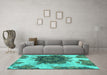 Machine Washable Abstract Turquoise Modern Area Rugs in a Living Room,, wshabs1126turq