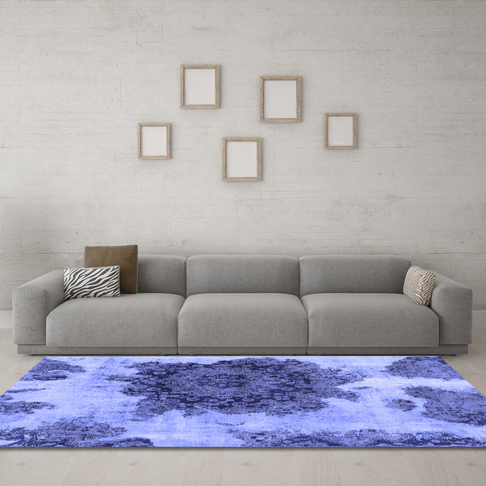 Machine Washable Abstract Blue Modern Rug in a Living Room, wshabs1126blu
