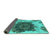 Sideview of Abstract Turquoise Modern Rug, abs1126turq