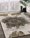 Machine Washable Abstract Tan Brown Rug in a Family Room, wshabs1126