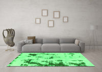 Machine Washable Abstract Green Modern Rug, wshabs1127grn