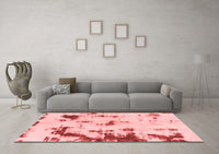 Machine Washable Abstract Red Modern Rug, wshabs1127red