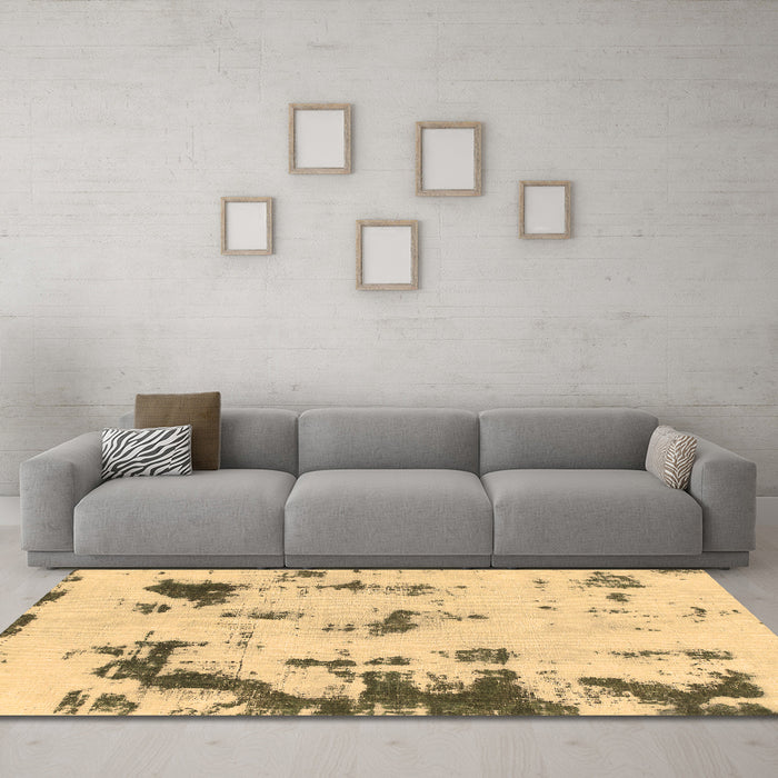 Machine Washable Abstract Brown Modern Rug in a Living Room,, wshabs1127brn