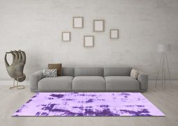 Machine Washable Abstract Purple Modern Area Rugs in a Living Room, wshabs1127pur