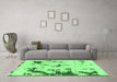 Machine Washable Abstract Emerald Green Modern Area Rugs in a Living Room,, wshabs1127emgrn