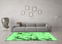 Machine Washable Abstract Emerald Green Modern Rug, wshabs1127emgrn