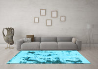 Machine Washable Abstract Light Blue Modern Rug, wshabs1127lblu