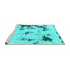 Sideview of Machine Washable Abstract Turquoise Modern Area Rugs, wshabs1127turq