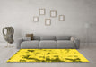 Machine Washable Abstract Yellow Modern Rug in a Living Room, wshabs1127yw