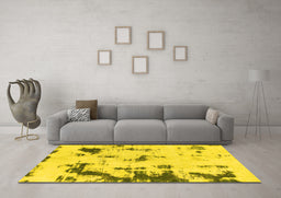 Machine Washable Abstract Yellow Modern Rug in a Living Room, wshabs1127yw