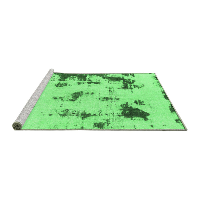 Sideview of Machine Washable Abstract Emerald Green Modern Area Rugs, wshabs1127emgrn