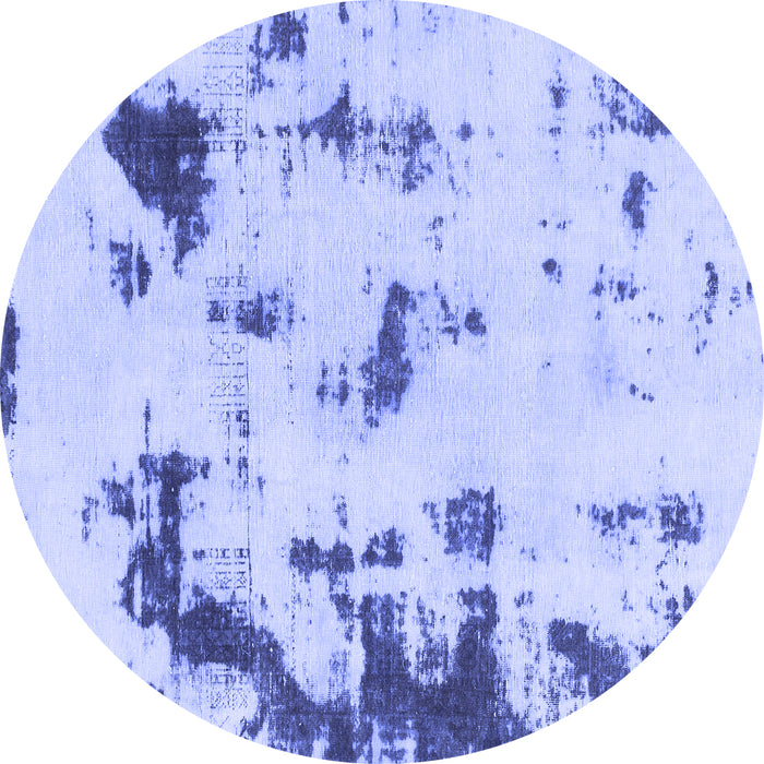 Round Abstract Blue Modern Rug, abs1127blu