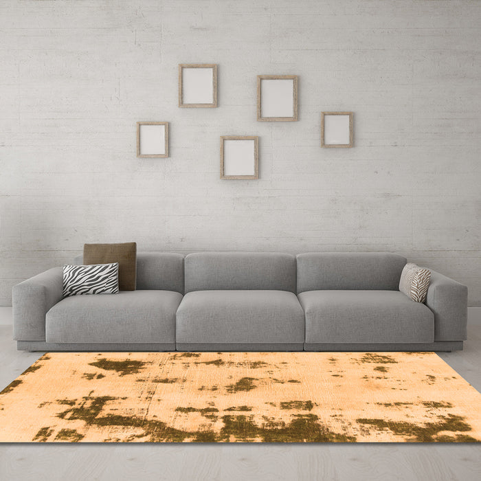 Machine Washable Abstract Orange Modern Area Rugs in a Living Room, wshabs1127org
