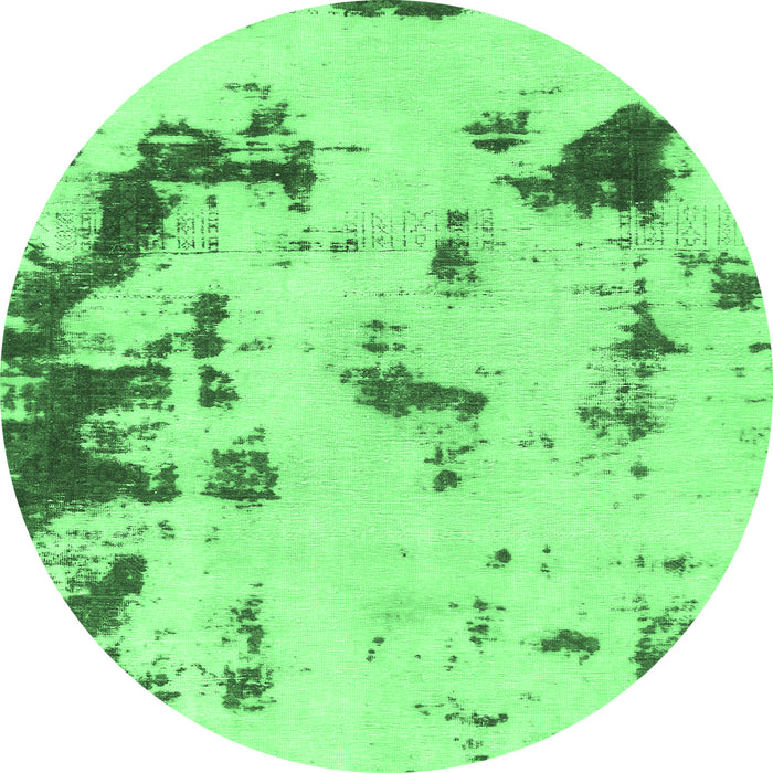 Round Abstract Emerald Green Modern Rug, abs1127emgrn